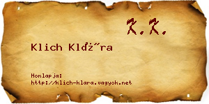 Klich Klára névjegykártya